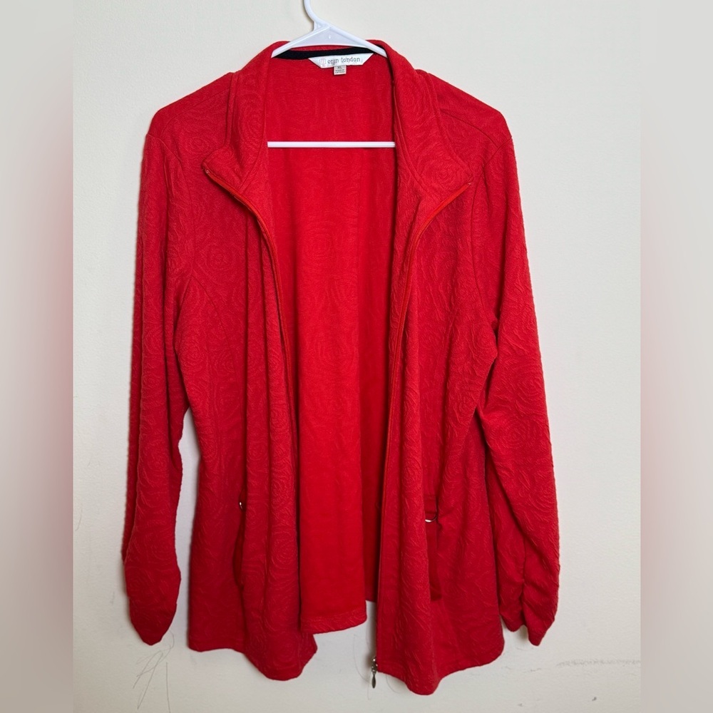 Erin London Crimson Zip-Front Cardigan Sweater size XL
